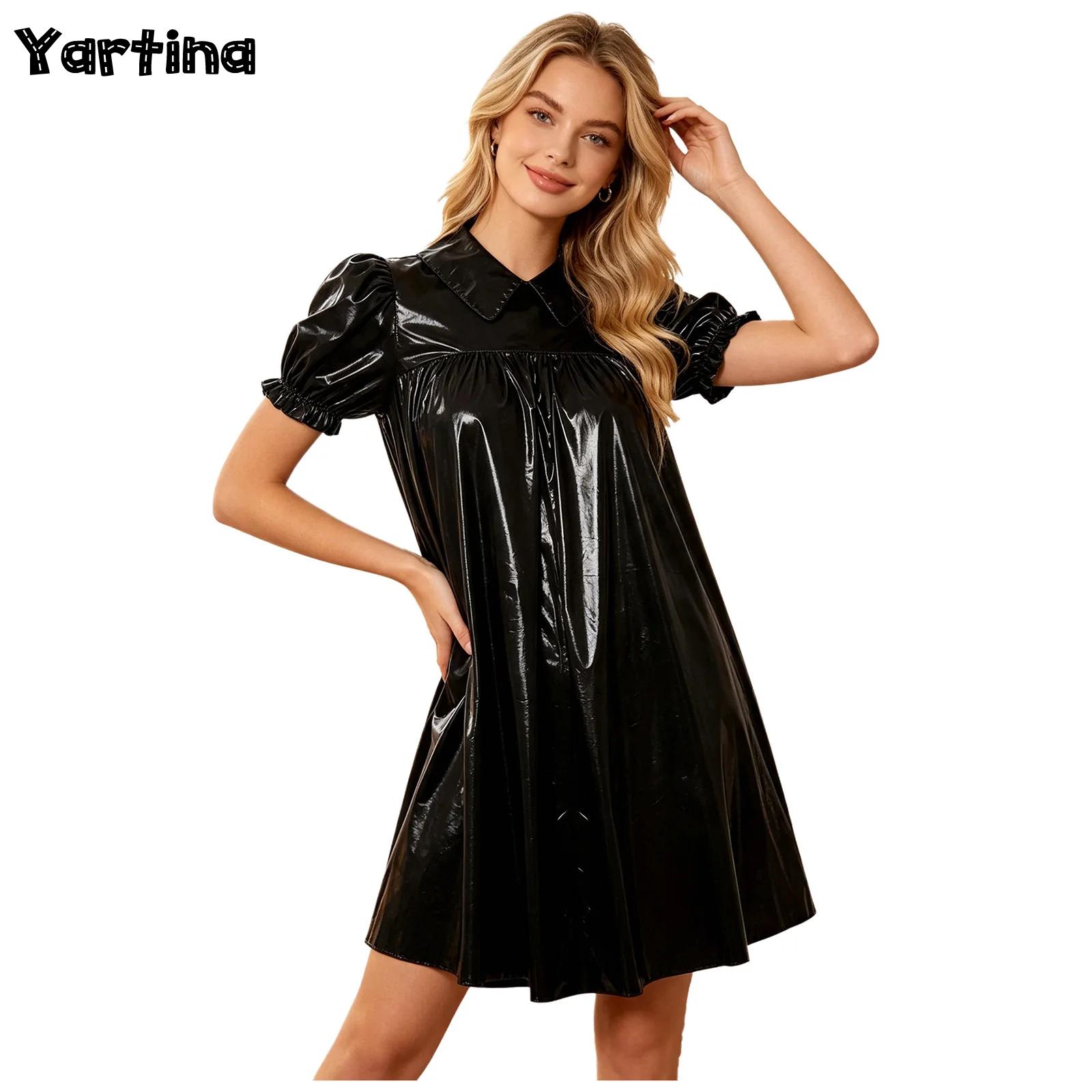 Women'S Fashion Victorian - Женское блестящее платье-бэбидолл из ПВХ, водонепроницаемое,