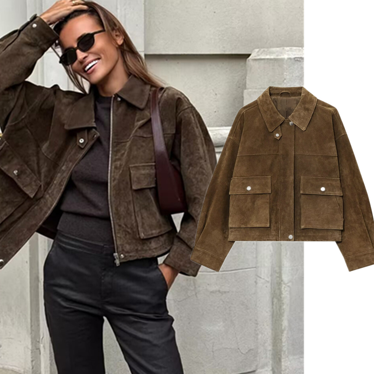 Women'S Fashion Bomber Jacket - Maxdutti зимнее пальто минималистичный ретро свободный