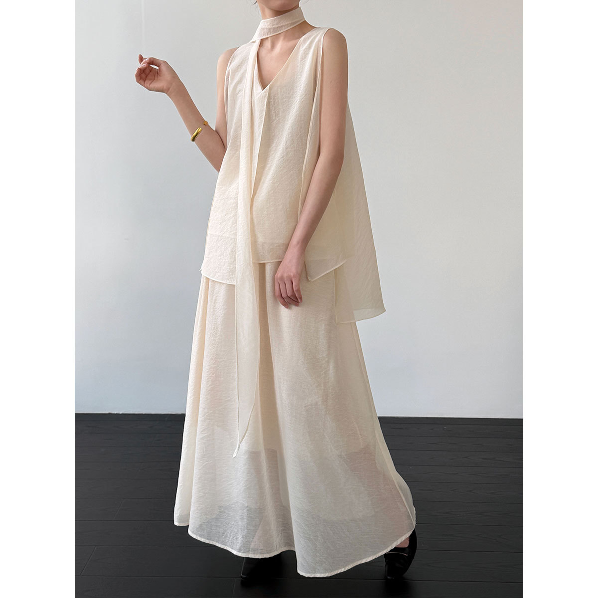 Wide Leg Palazzo Pants - Женский летний шикарный костюм-двойка 2026: блузка