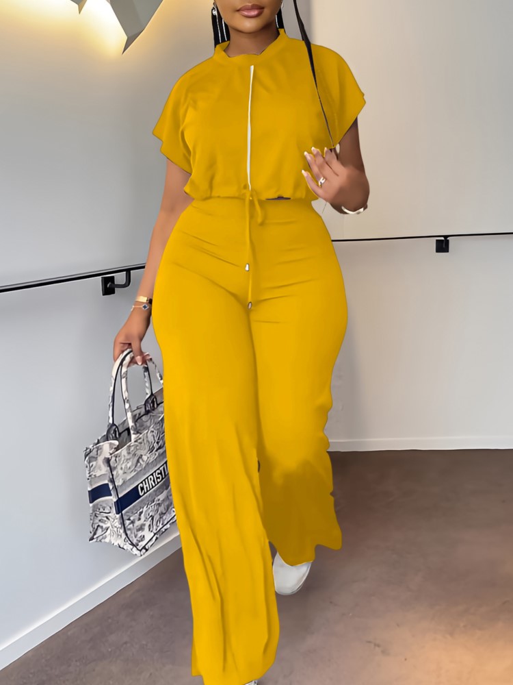 Wide Leg Palazzo Pants - Женский повседневный топ с круглым вырезом