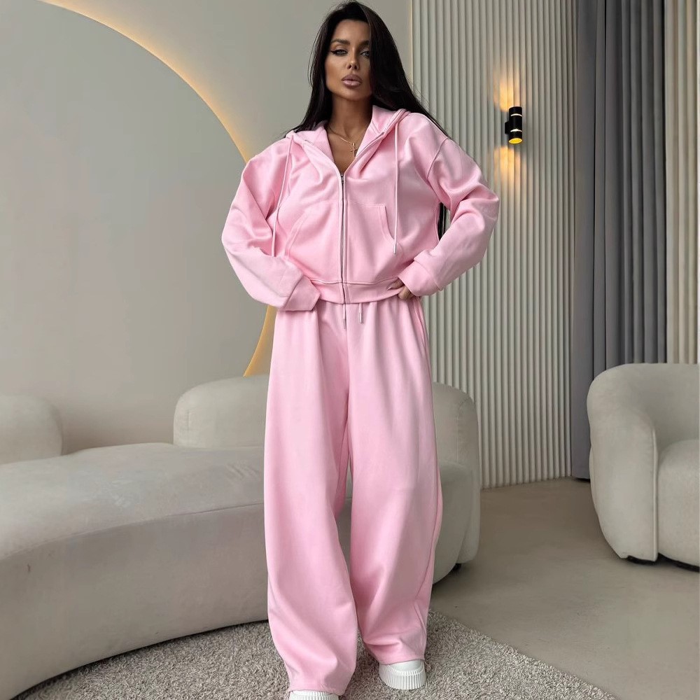 Wide Leg Palazzo Pants - Женский спортивный костюм: толстовка с капюшоном