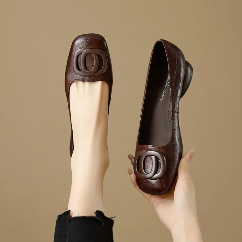 Women Fashion Heels - Женские туфли-лодочки во французском стиле, кожаные