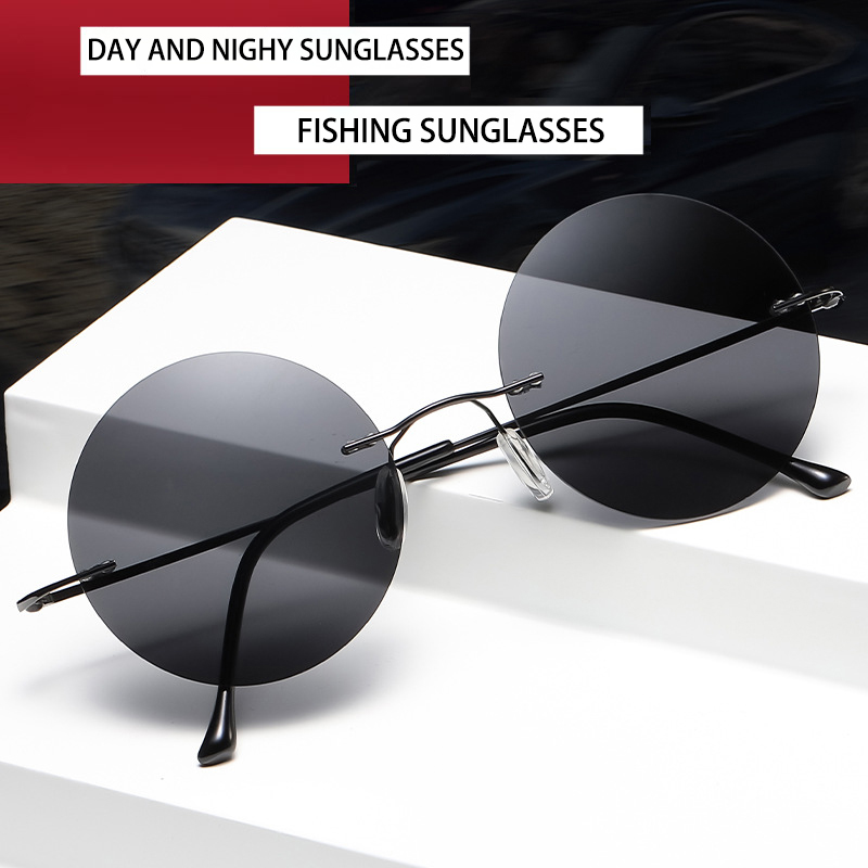 Women'S Fashion Eyeglasses - BOYSEEN Ультралегкие поляризационные круглые безрамочные солнцезащитные