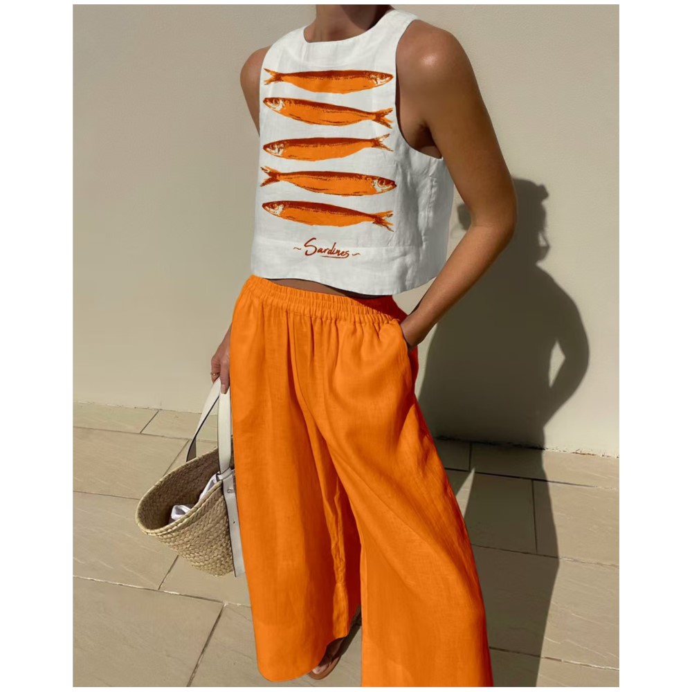Wide Leg Palazzo Pants - Богемный повседневный жилет и длинные брюки