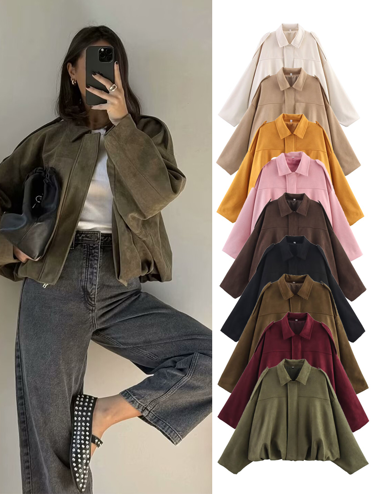 Women'S Fashion Bomber Jacket - TFMLN женская замшевая куртка-бомбер, весенняя новая