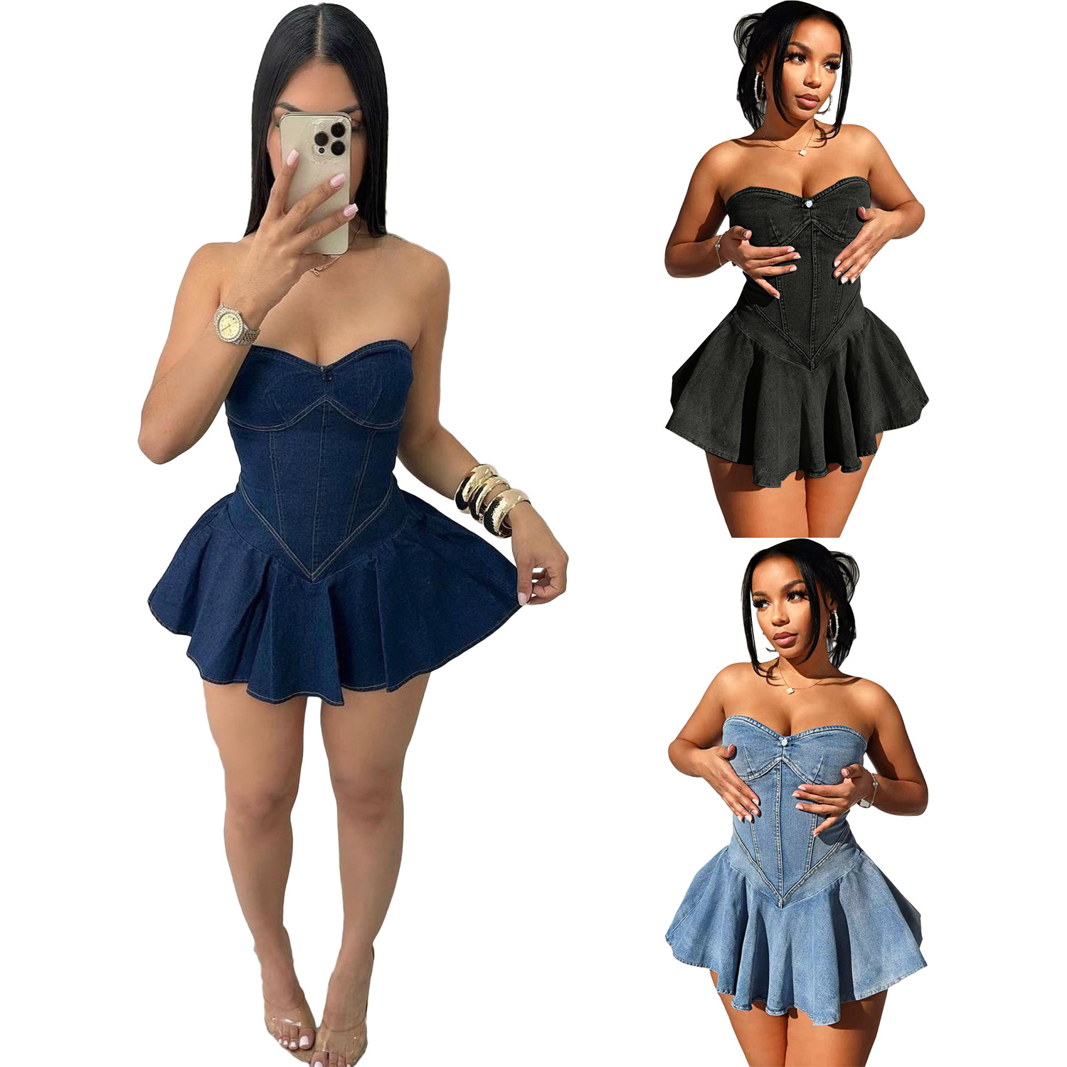 Women'S Fashion E Commerce - D8699 Женское модное нарядное джинсовое платье