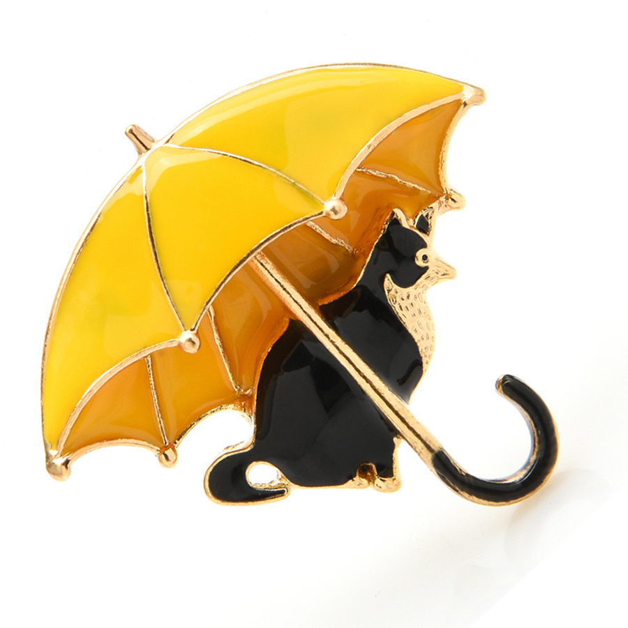 Women'S Fashion Umbrella - Милый кот под зонтиком, броши для