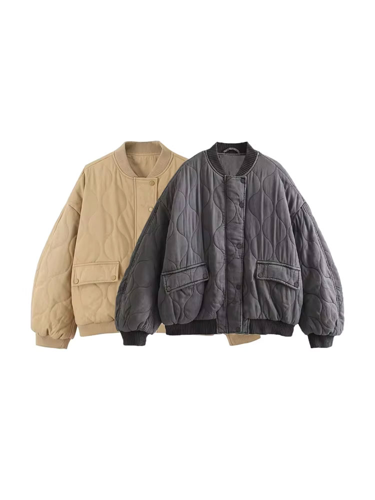 Women'S Fashion Bomber Jacket - Женская мода, большие толстые теплые стеганые