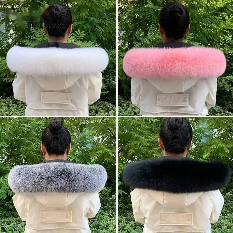Women'S Fashion Long Coat - 100% натуральный меховой воротник, зимние шарфы