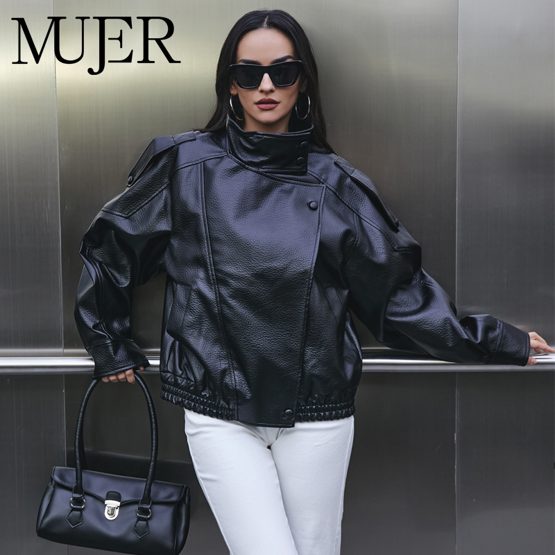 Women'S Fashion Bomber Jacket - MUJER женская куртка из искусственной кожи,