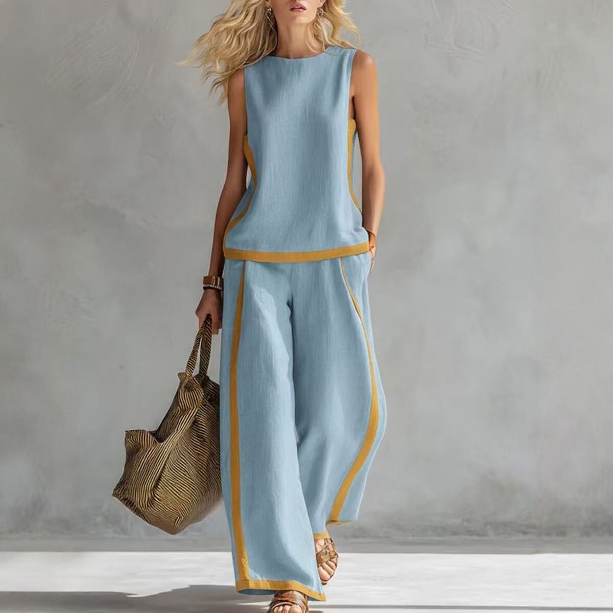 Женский костюм с простым полос – обзор и цена Wide Leg Palazzo Pants