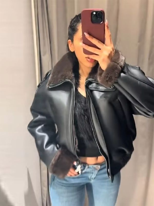 Модная универсальная кожаная к – обзор и цена Women'S Fashion Bomber Jacket