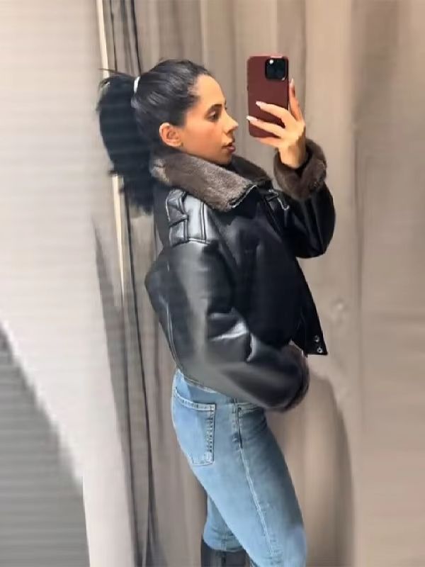 Модная универсальная кожаная к – обзор и цена Women'S Fashion Bomber Jacket