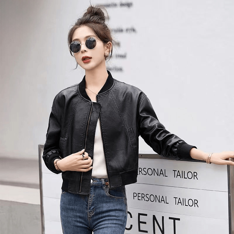 Куртка из искусственной кожи в – обзор и цена Women'S Fashion Bomber Jacket
