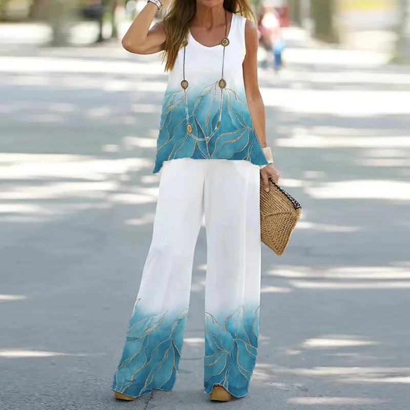 Женский брючный костюм с принт – обзор и цена Wide Leg Palazzo Pants
