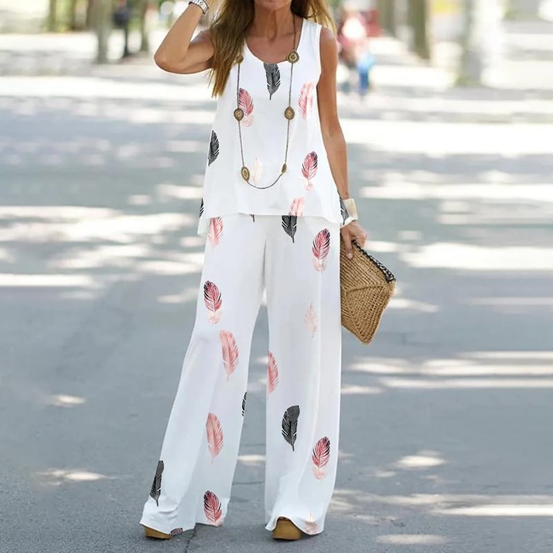 Женский брючный костюм с принт – обзор и цена Wide Leg Palazzo Pants