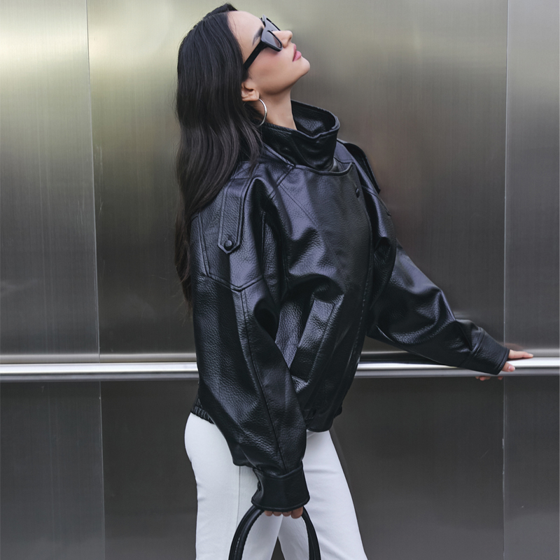 MUJER женская куртка из искусс – обзор и цена Women'S Fashion Bomber Jacket